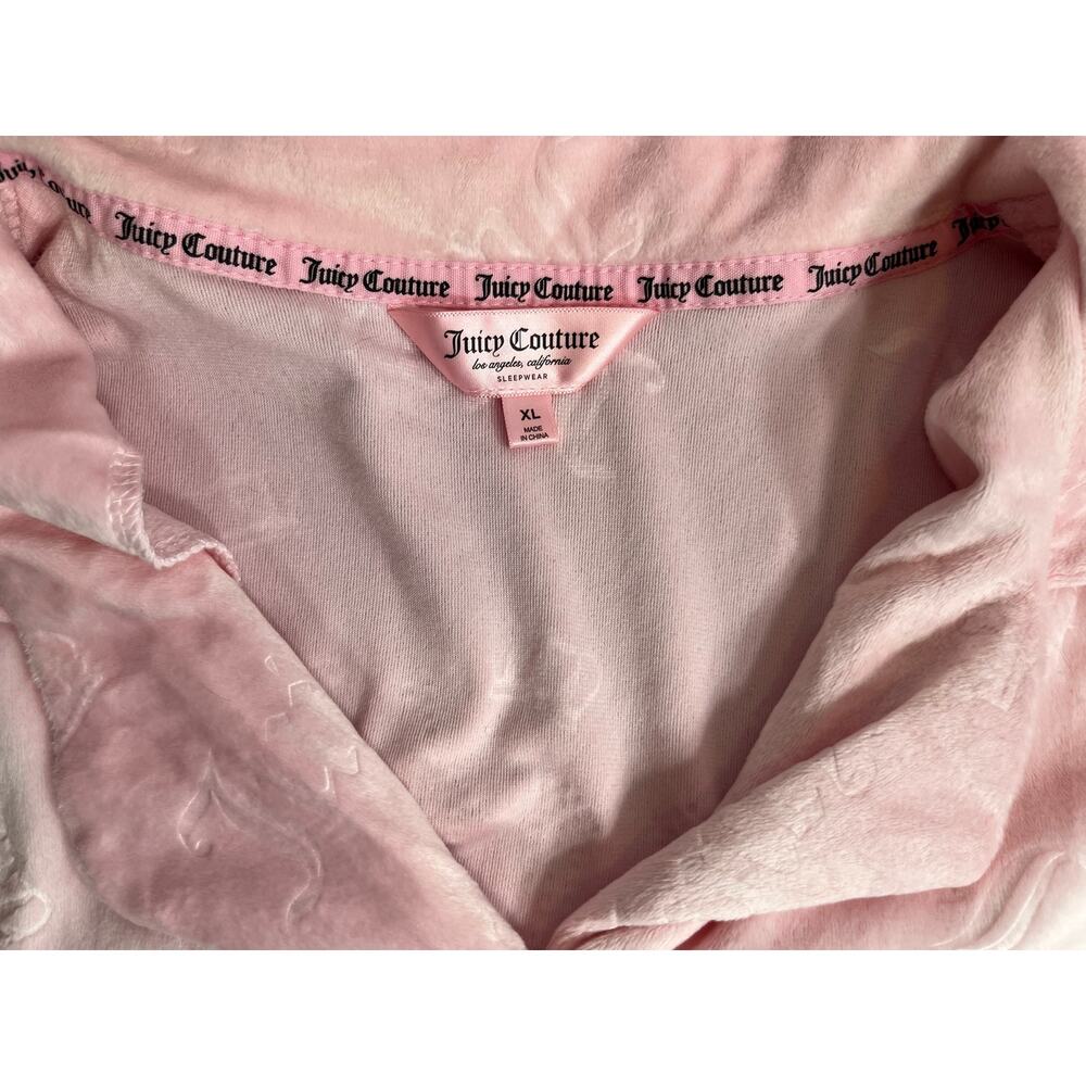 Juicy Couture‎ Pink Embossed Velour Rhinestone Sleep Shirt Pajama Top XL NWOT - Picture 3 of 6